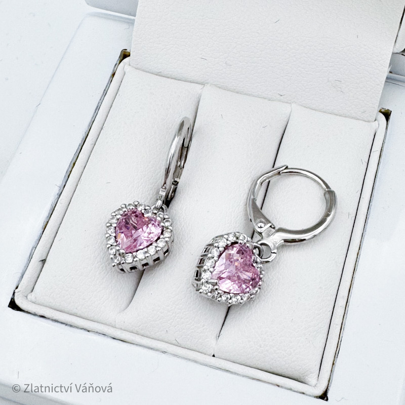 Stříbrné náušnice SRDÍČKA se zirkony